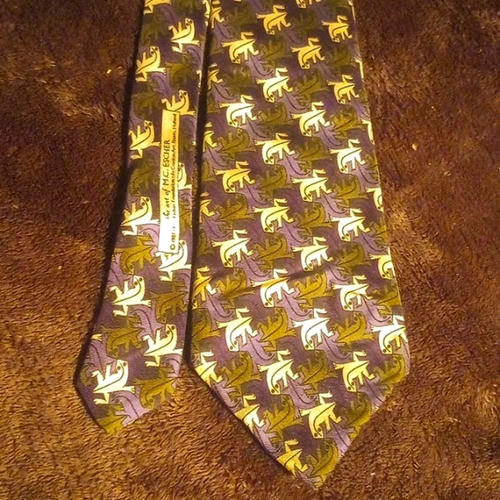 Mc Escher art lizard tie